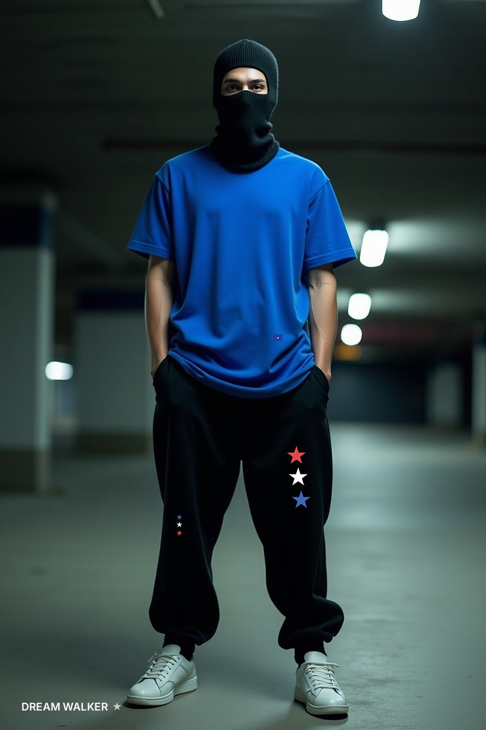 Star Set on model, royal tee