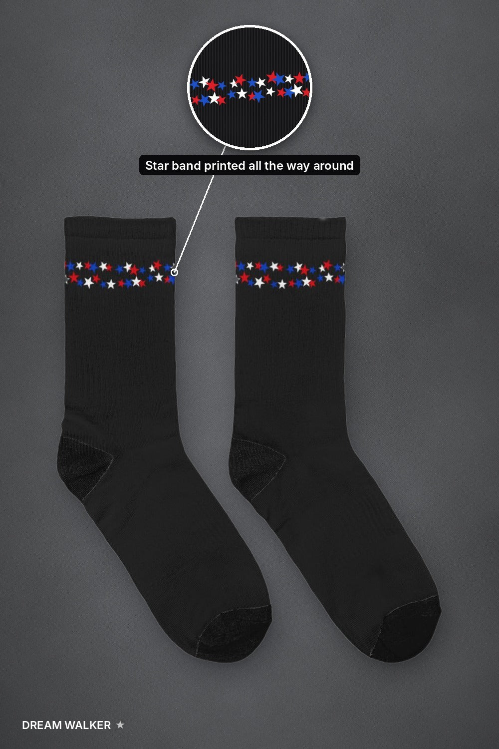 Star Set: Star Trail Crew Socks with star band detail