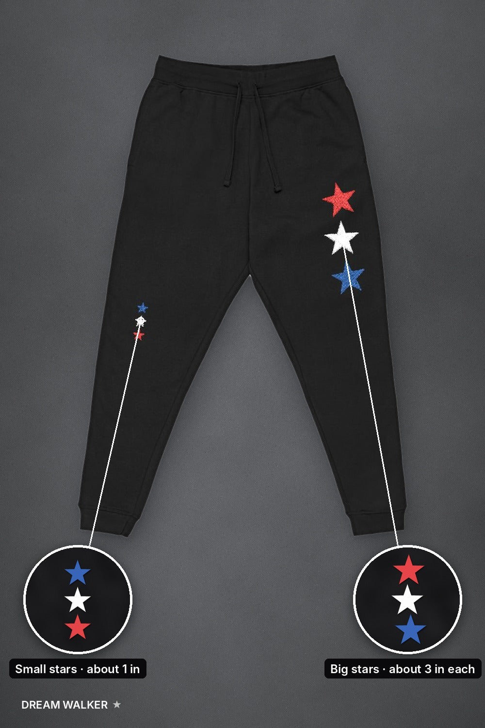 Star Set: Star Sweatpants flat with embroidery details