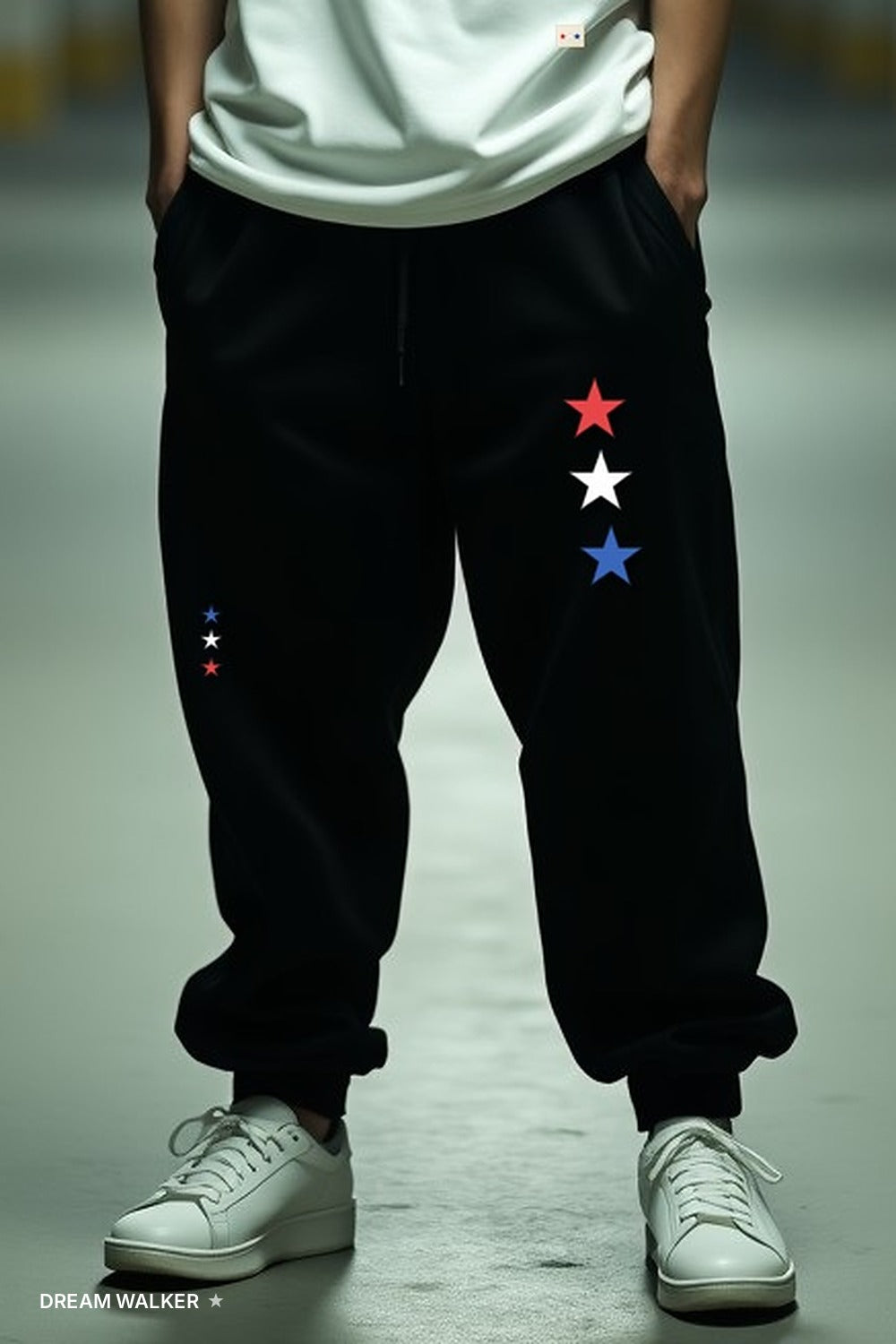 Star Sweatpants on model, close