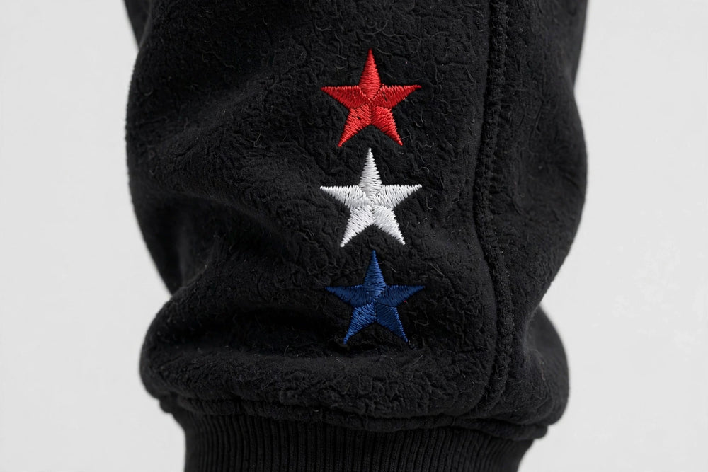 Star Sweatpants Embroidered closeup professional photo